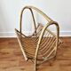 Vintage rattan magazine rack in bohemian style '1970s -