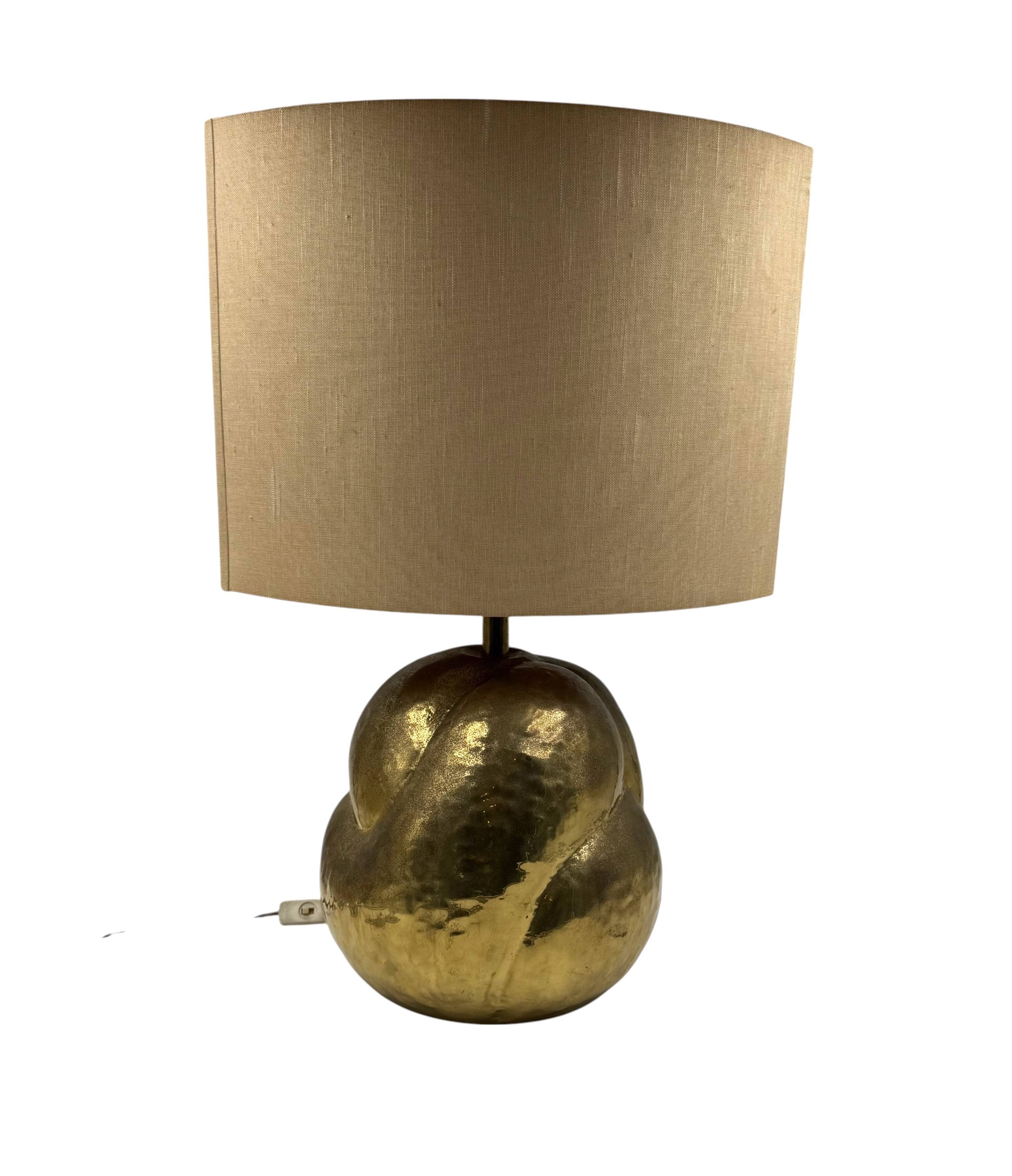 Organic modern brass table Lamp, Tommaso Barbi Italy 1970