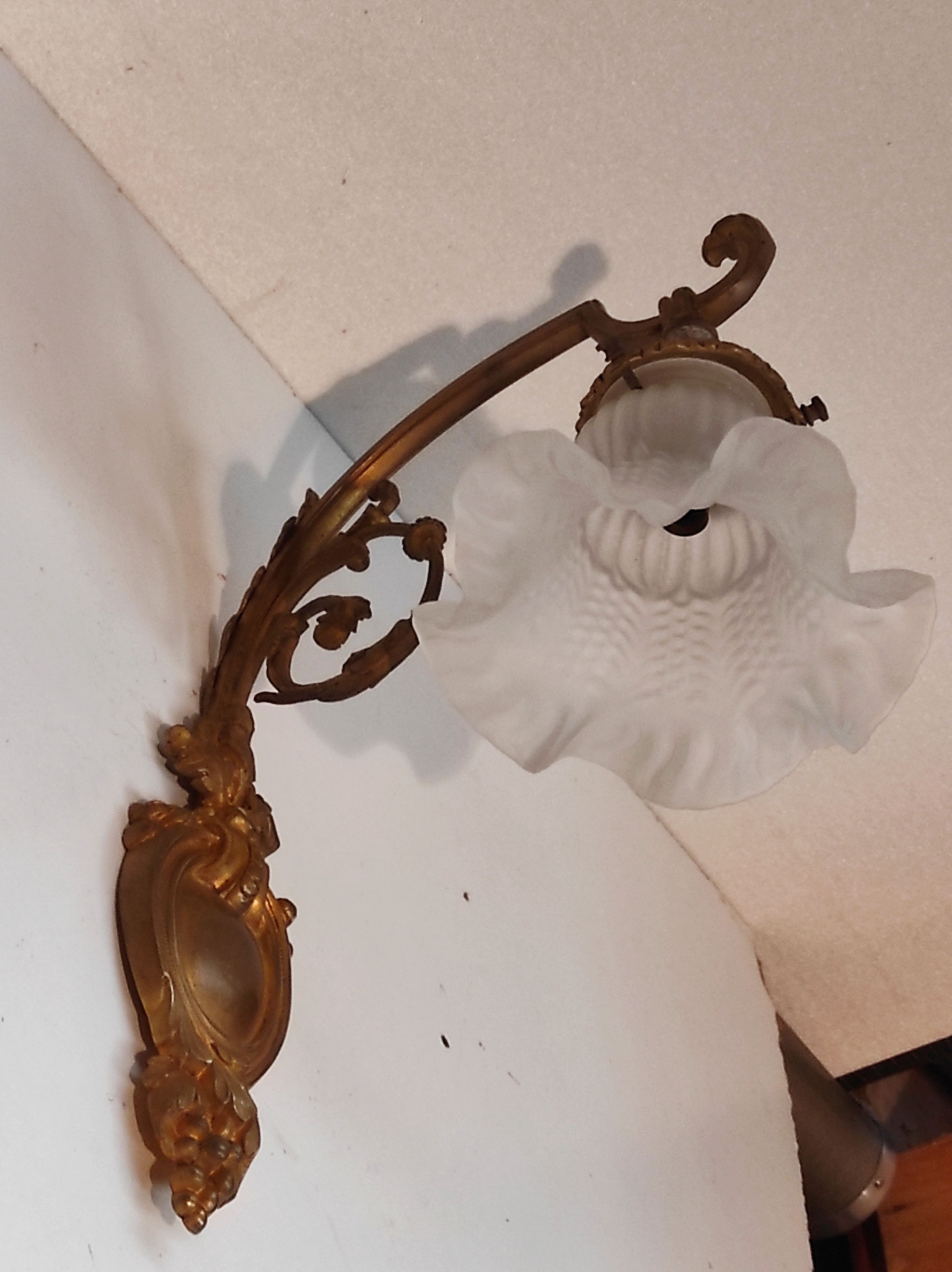 Art Nouveau wall art deco lampshades day tulip pressed glass brass rising
