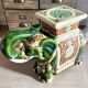Éléphant en Céramique Émaillée, Porte Plante, Tabouret