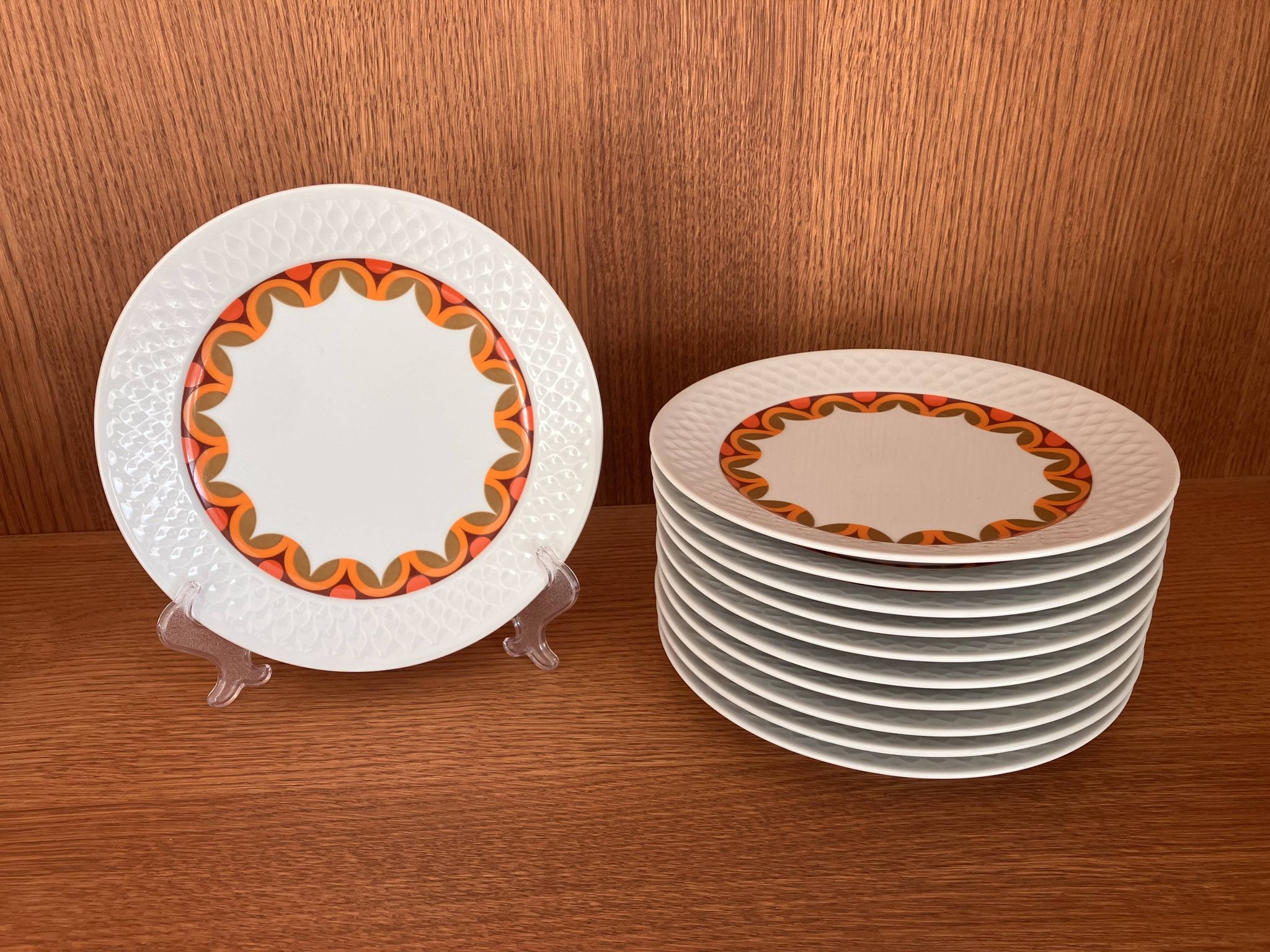 11 dessert plates in porcelain Space Age Schirnding Bavaria