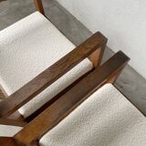 Pair of oak and straw armchairs, reconstruction style