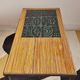 Table basse vintage rotin carreaux 