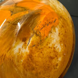 Marbled orange and white glass vase with applied handle – Art Deco