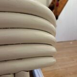 Vintage white rattan bed from the 1960s.