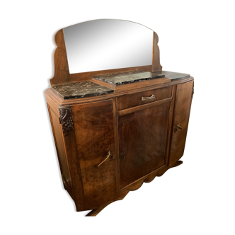 Art Deco buffet in walnut magnifying glass