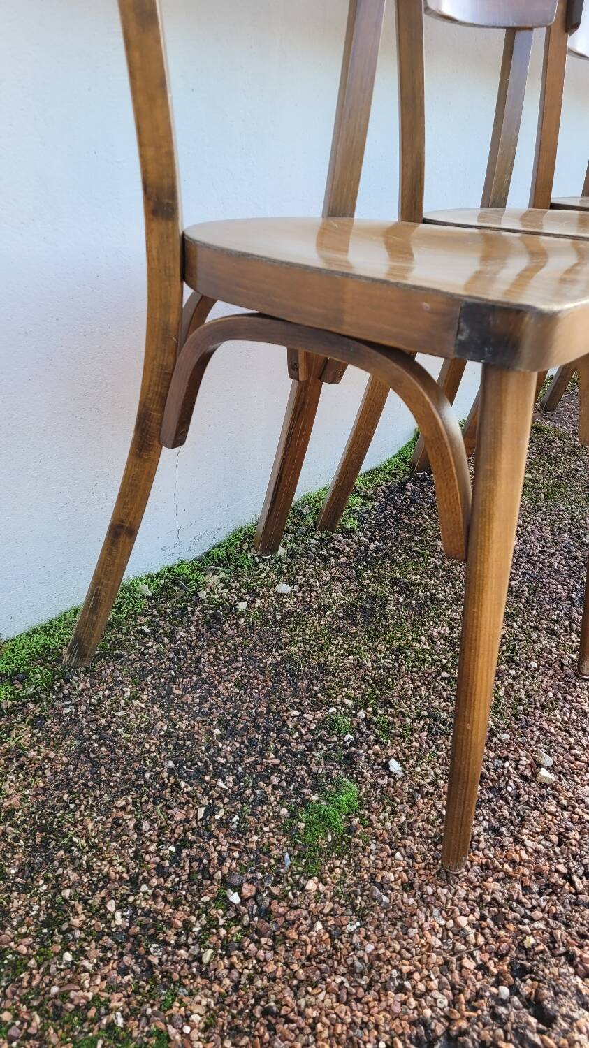 Series of 6 vintage old restaurant bistro chairs - 1950s