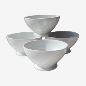 Four bowls made of thick white porcelain