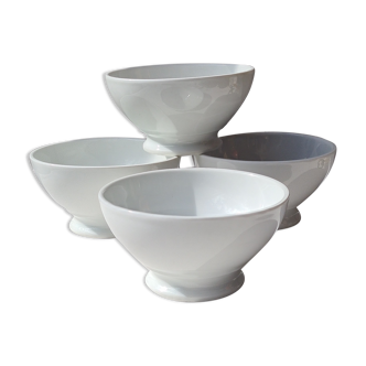 Four bowls made of thick white porcelain