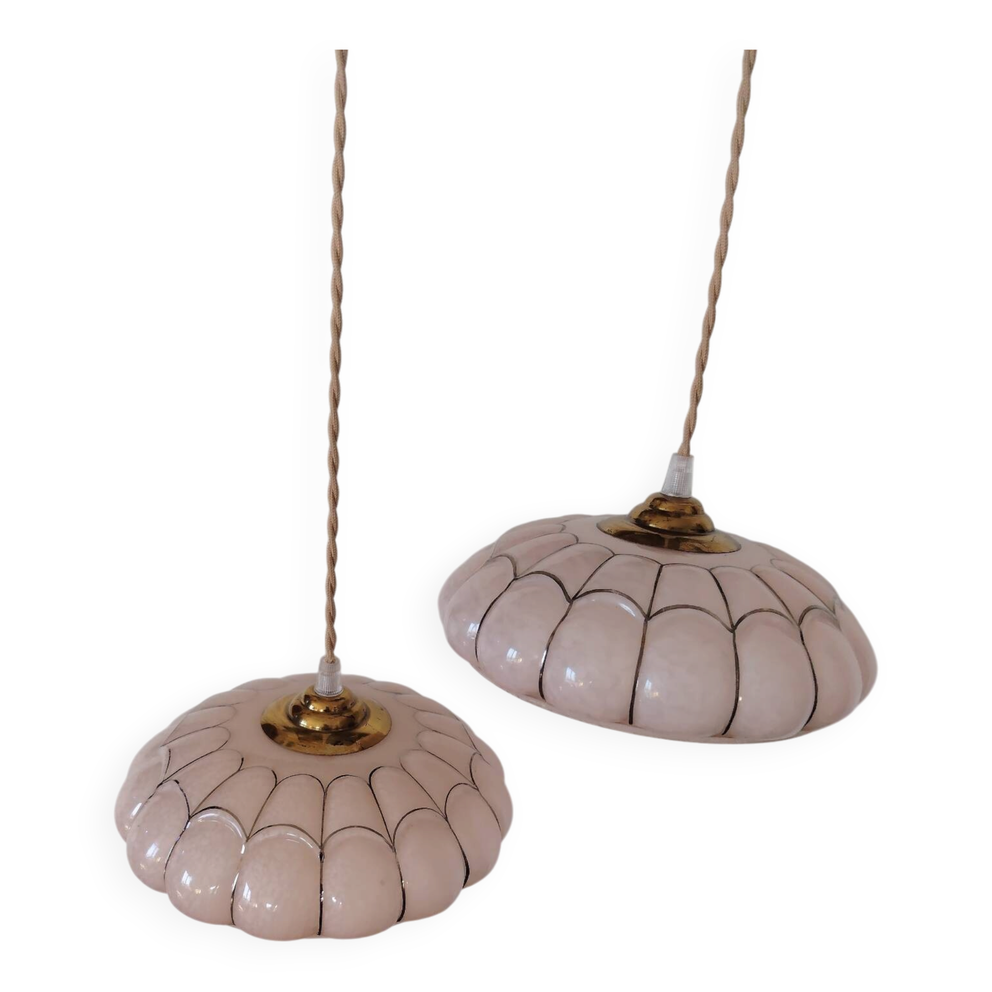 Art Deco pink glass suspensions from Clichy