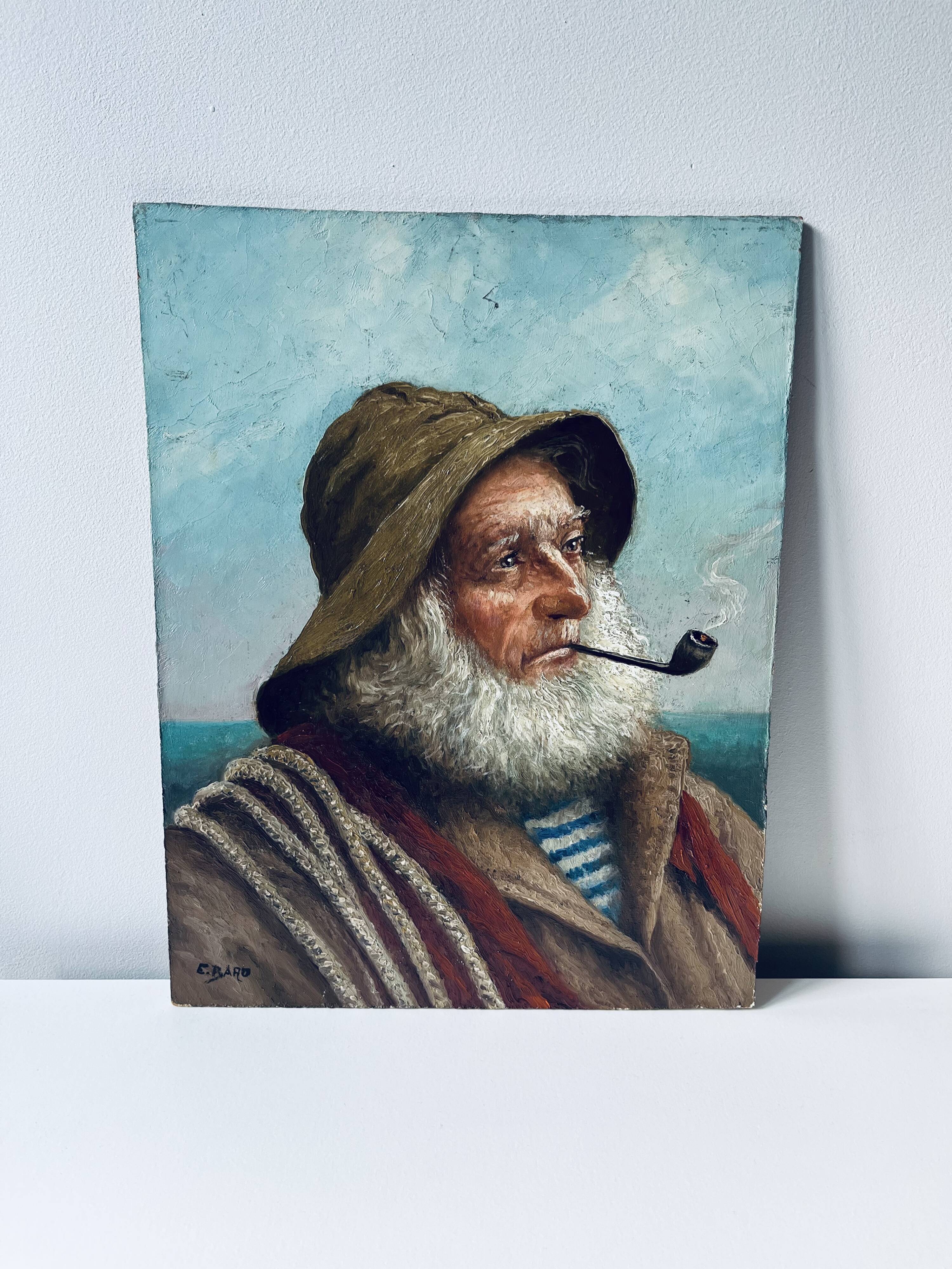 Painting signed E. Baro (Léon Noireaut), pipe sailor