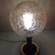 Lampe globe en verre ambré, socle noir et laiton par Solken Leuchten, années 60-70
