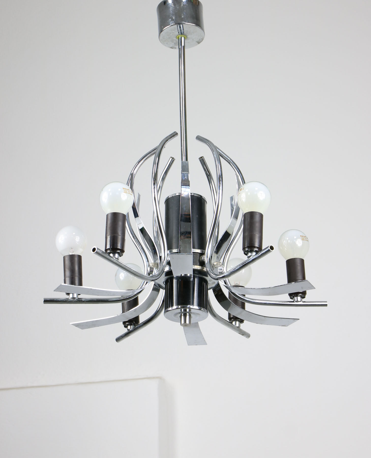 Vintage chrome swan shaped chandelier, 70