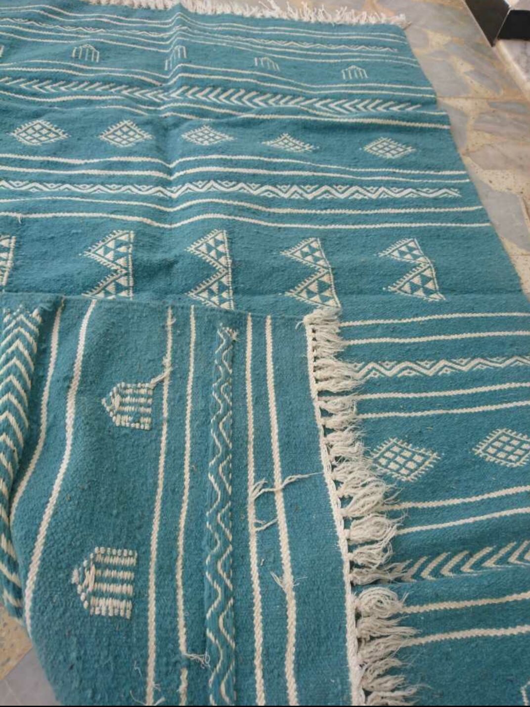 Kilim blue and white handmade  95x140cm