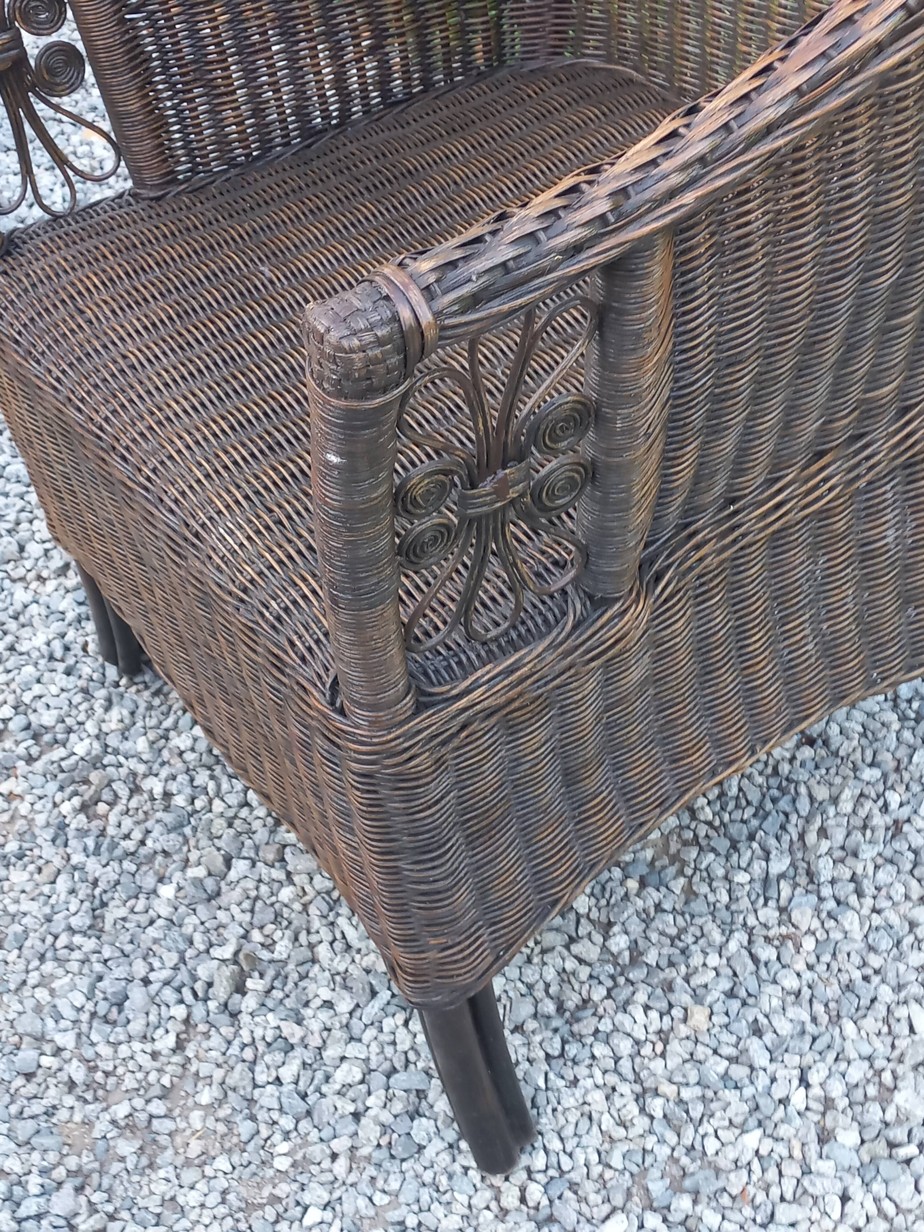 Set de 3 fauteuils en rotin des années 70