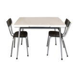 Extendable table and two chairs in formica 70s