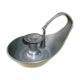 Cellar rat candle holder and its tin extinguisher.