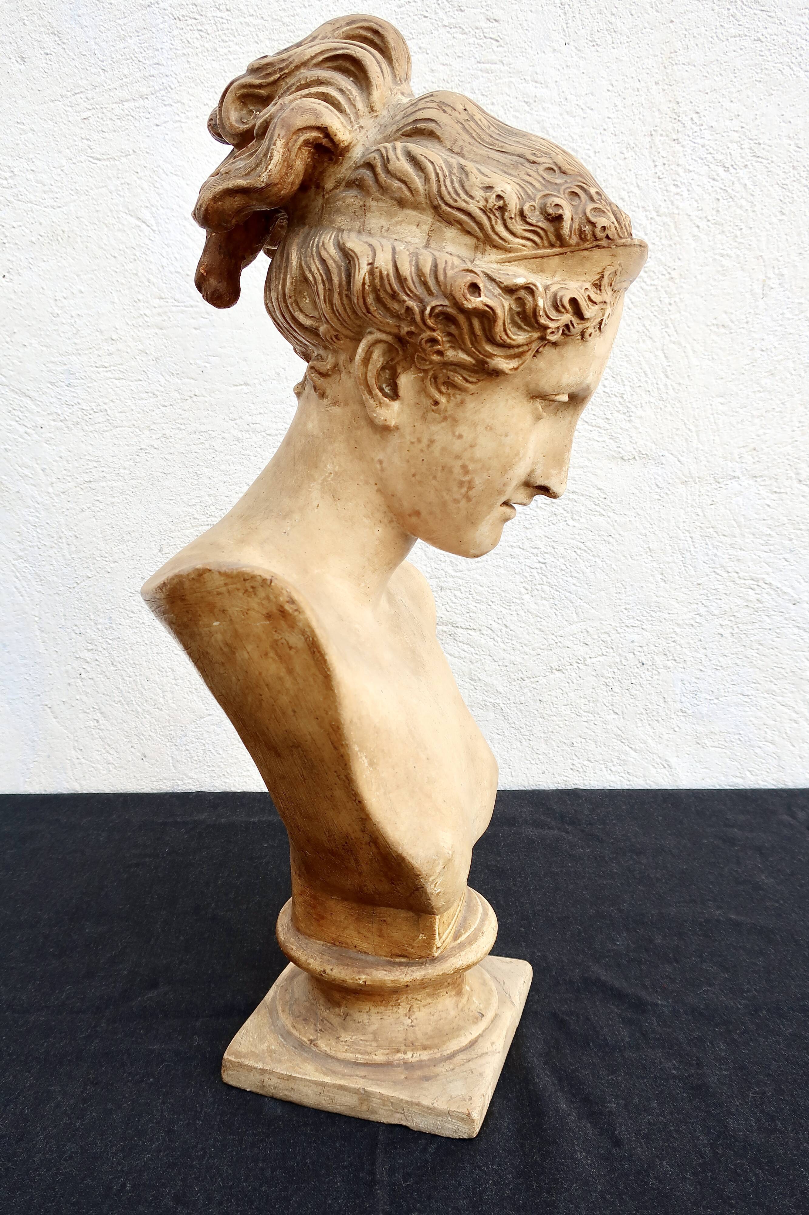Antique plaster bust after Antonio Canova, "Hebe", circa 1900