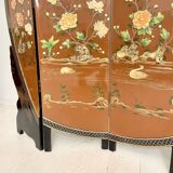Chinoiserie and Black Lacquer Four-Panel Folding Screen Room Divider, 1930s