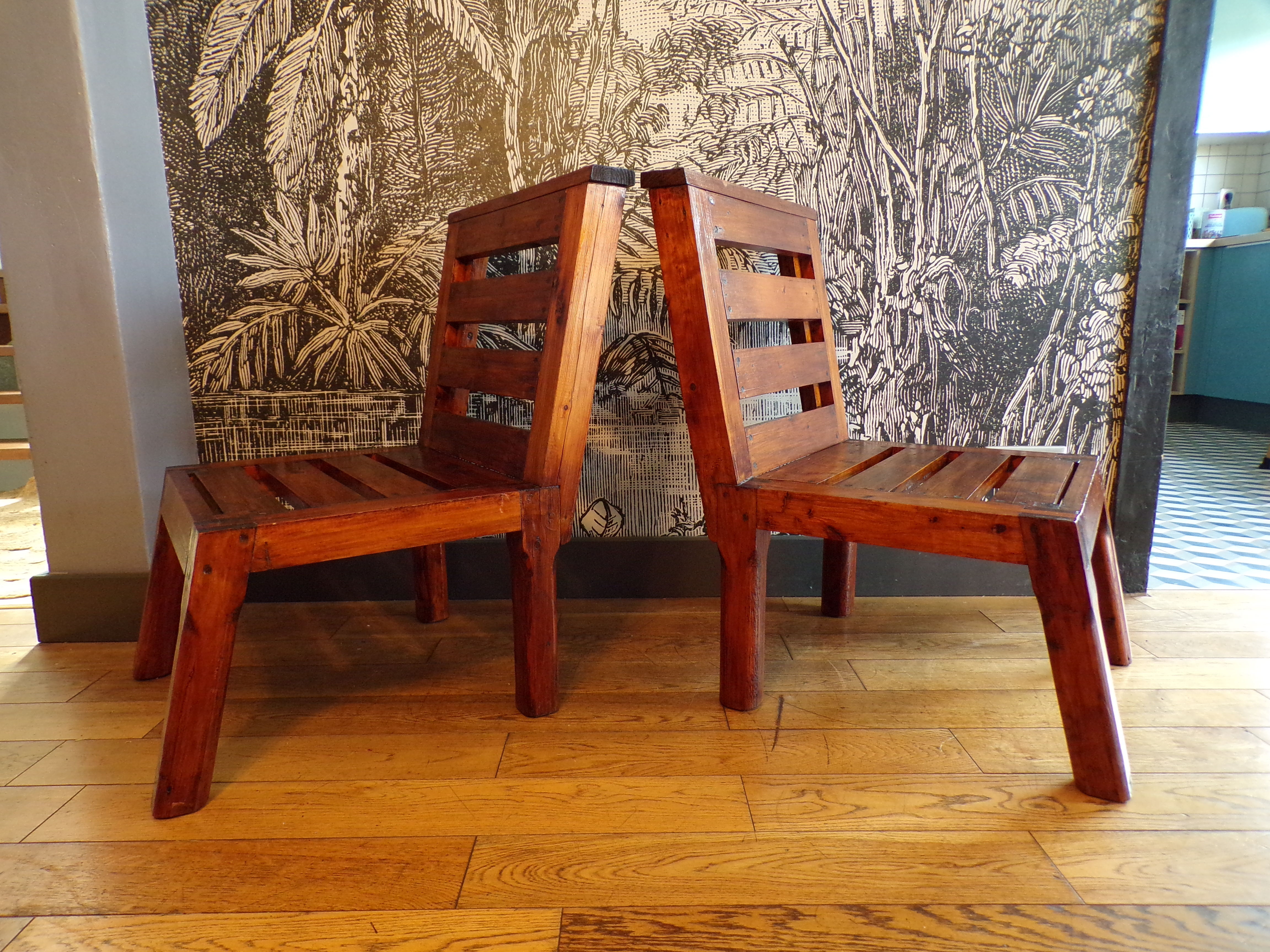 Pair of 1960 pine chairs