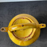 Cruche gargoulette chevrette en terre cuite jaune vernissé XIX eme siècle