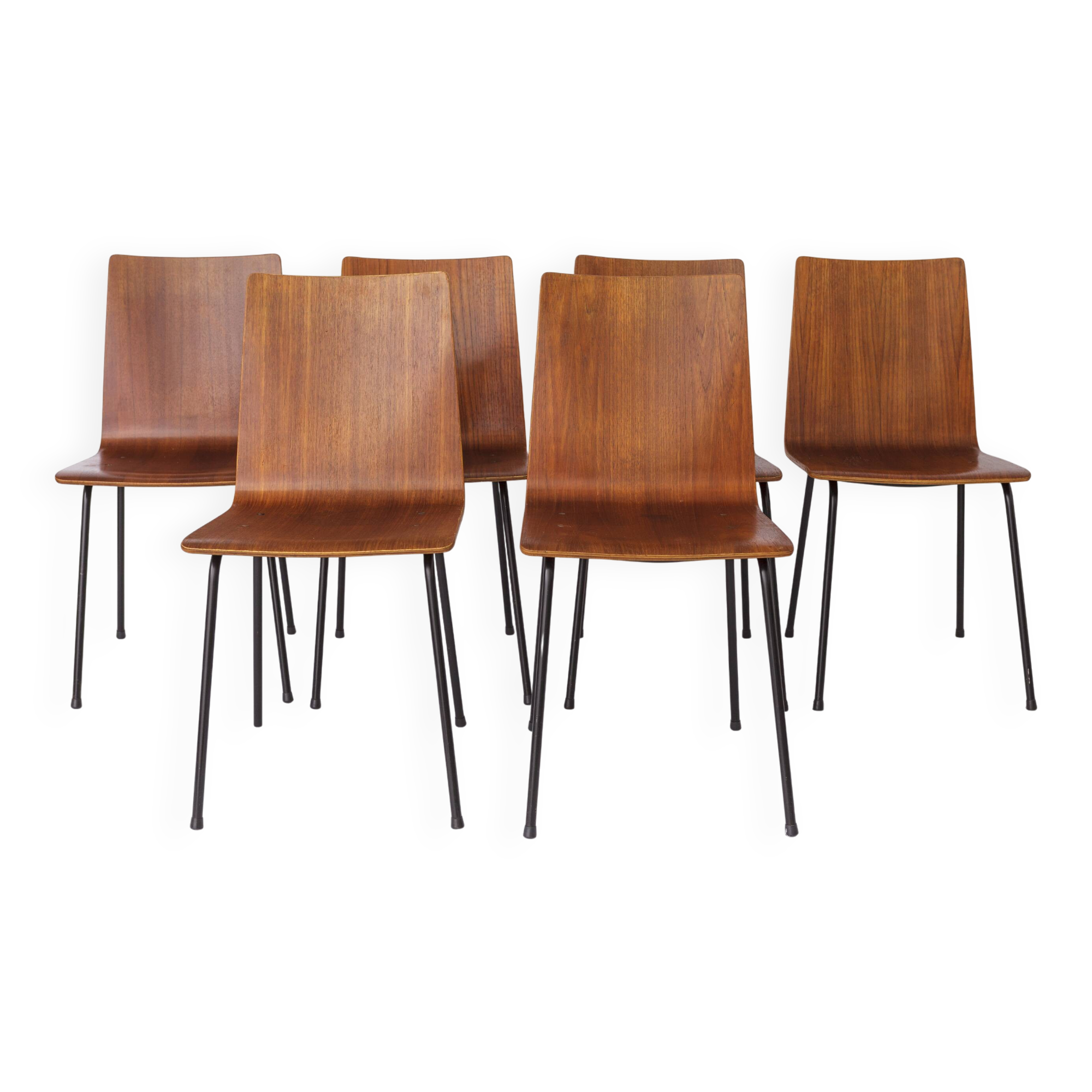Set of 6 Plywood Vintage Chairs 1960s - German Design