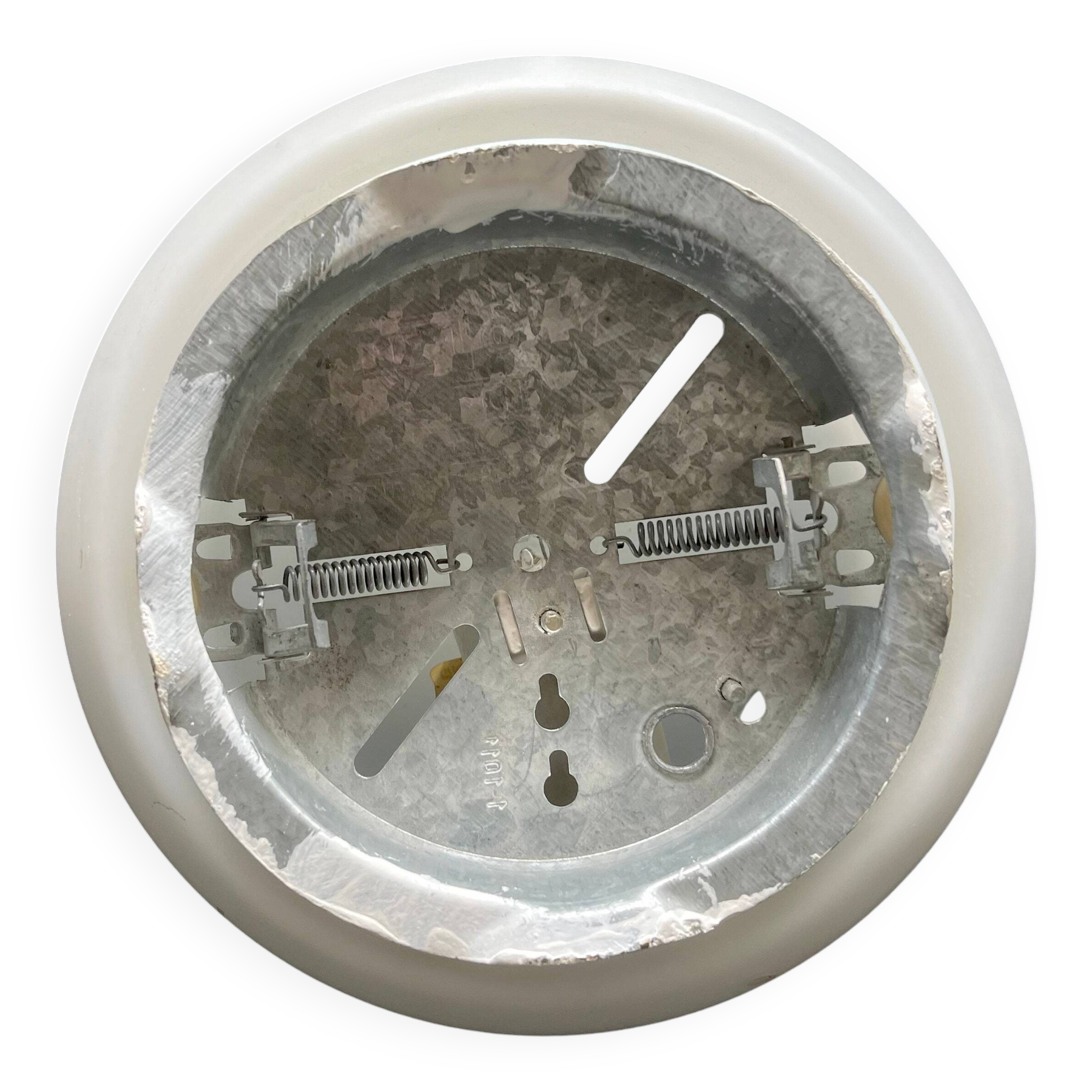 Small minimalist round white opaline wall light RZB Bamberg