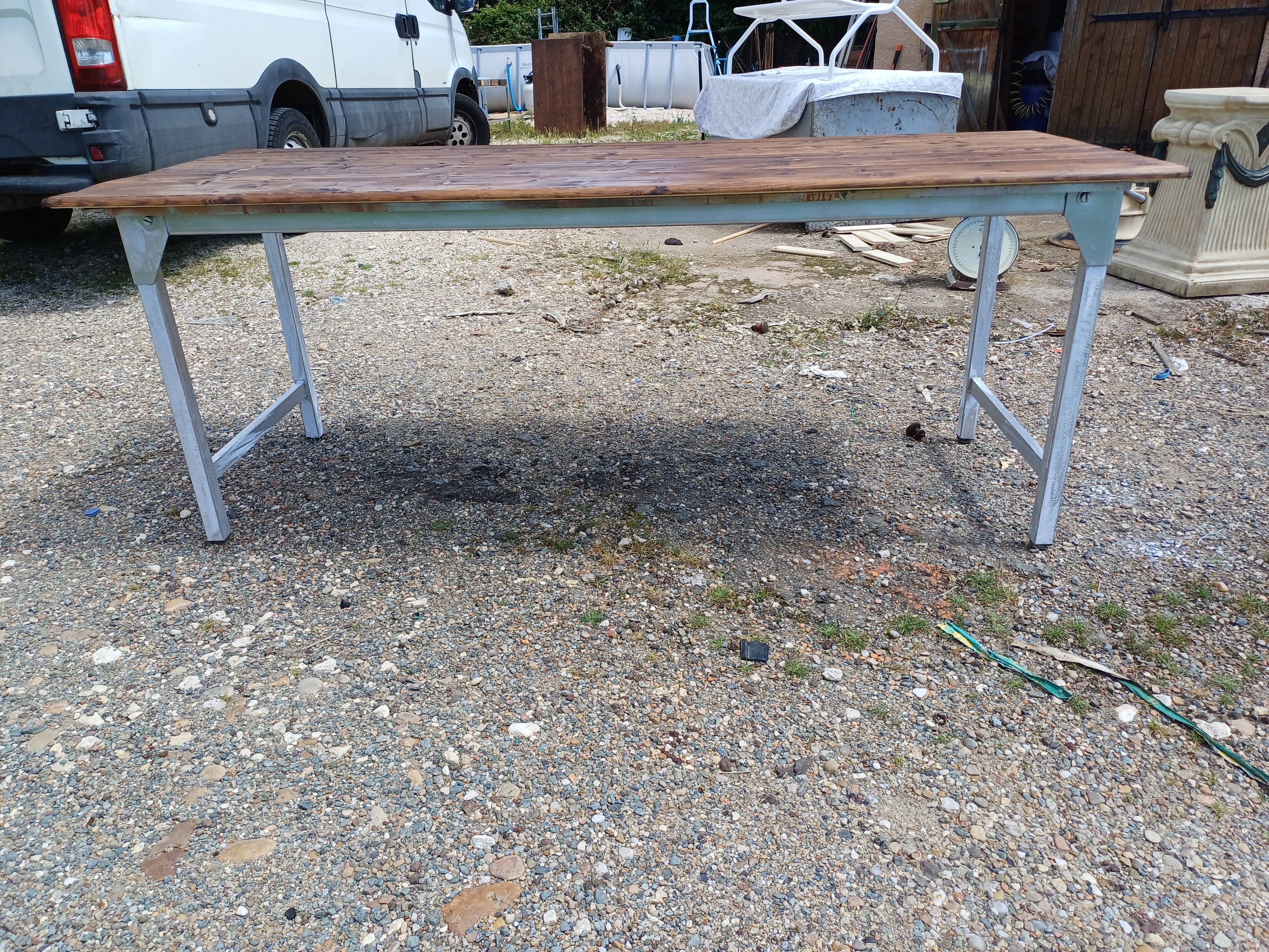 Table Insutrielle en Aluminium et Bois