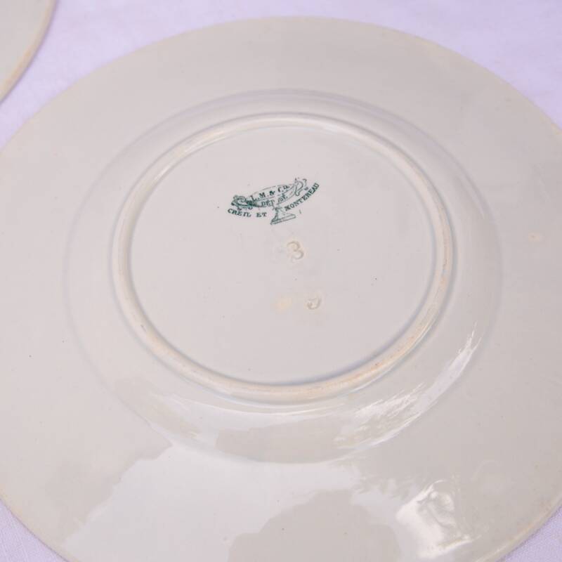 3 white dessert plates Creil et Montereau