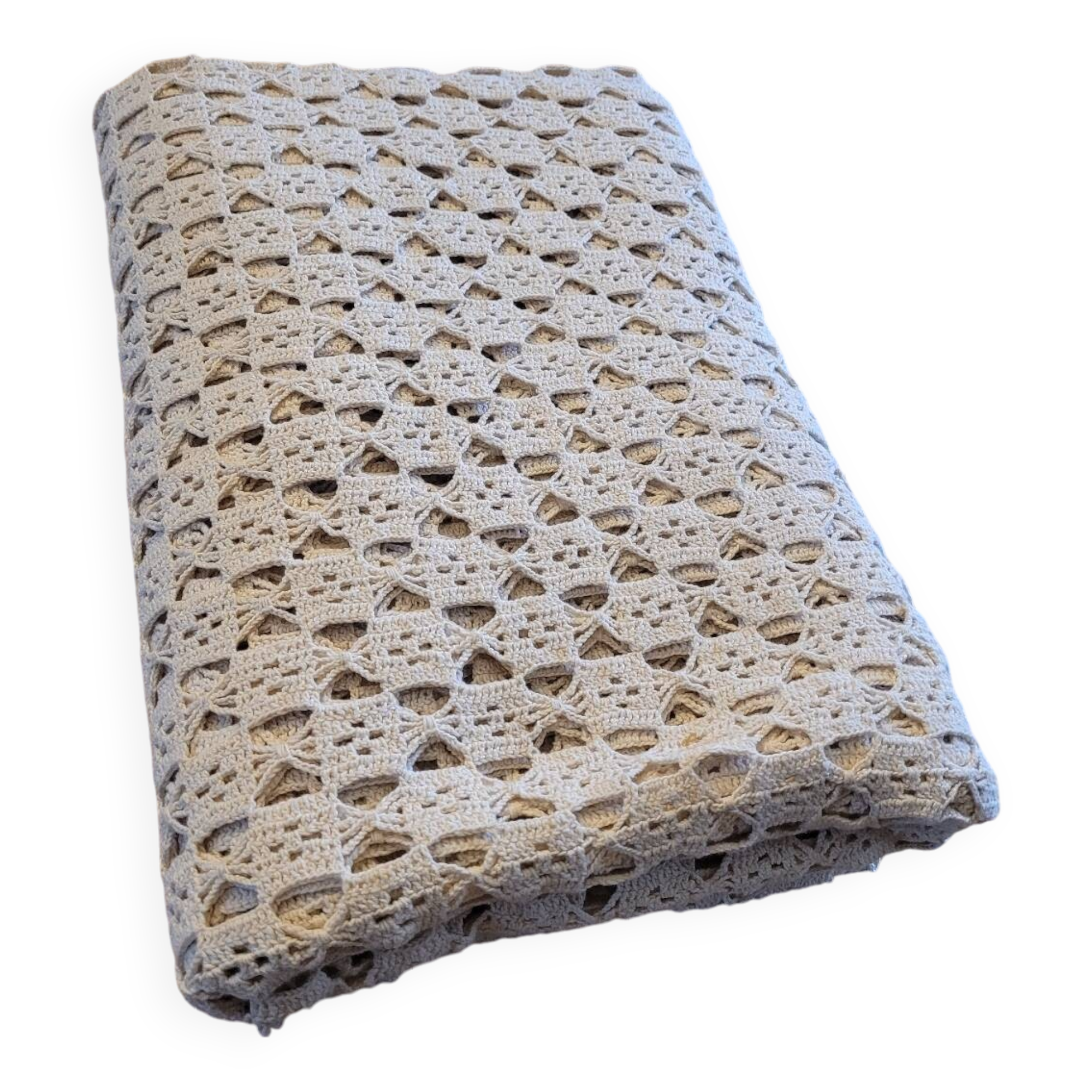 Couvre lit en crochet couleur ficelle