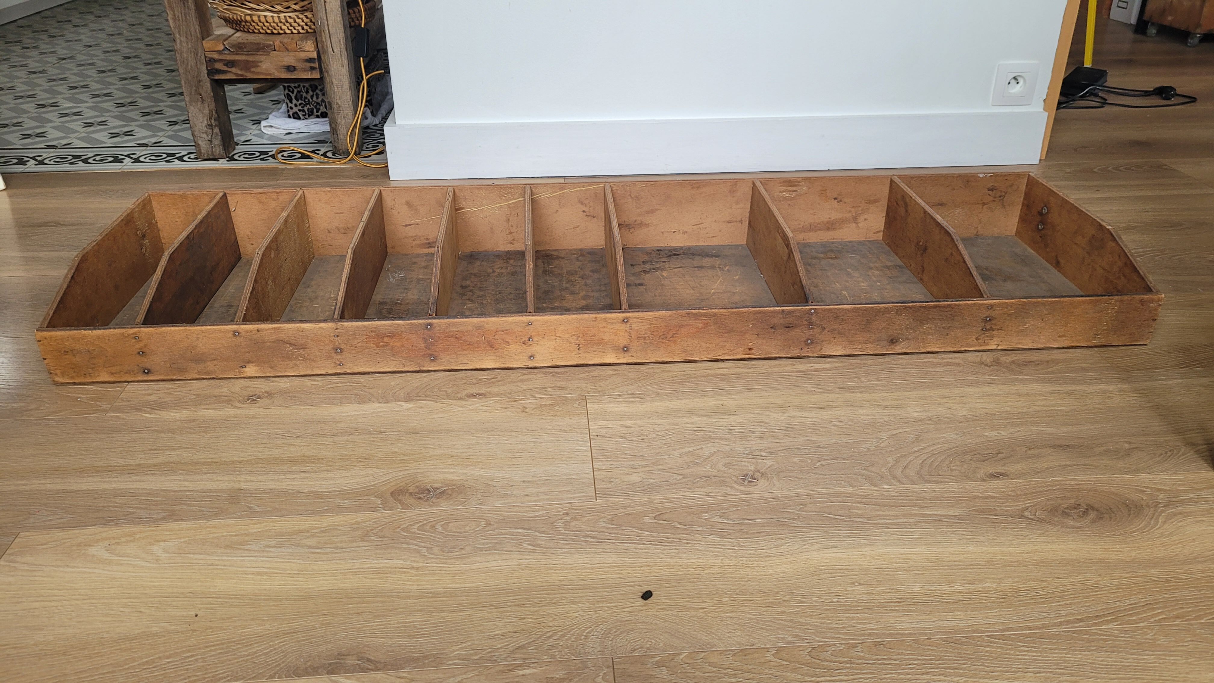 Industrial shelf with wooden lockers