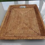 Tray with handles rattan
