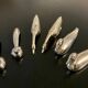 6 different animal knife holders, made of metal