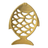 Vintage cast iron yellow fish soap holder