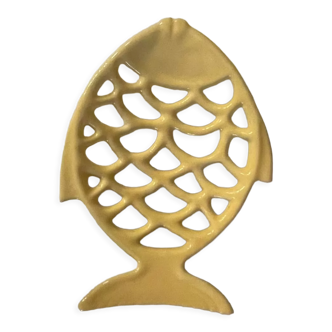 Vintage cast iron yellow fish soap holder