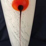SPECKLED WHITE VASE DECORATED WITH A VINTAGE POPPY