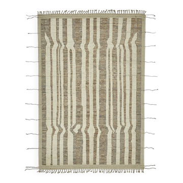 Tapis tribal unique en laine beige noué à la main, 205 cm x 302 cm
