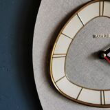 Vintage formica clock asymmetrical silent wall clock "Bayard silver grey"