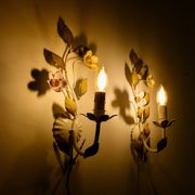 Pair of metal flower sconces, Italy, 1980s