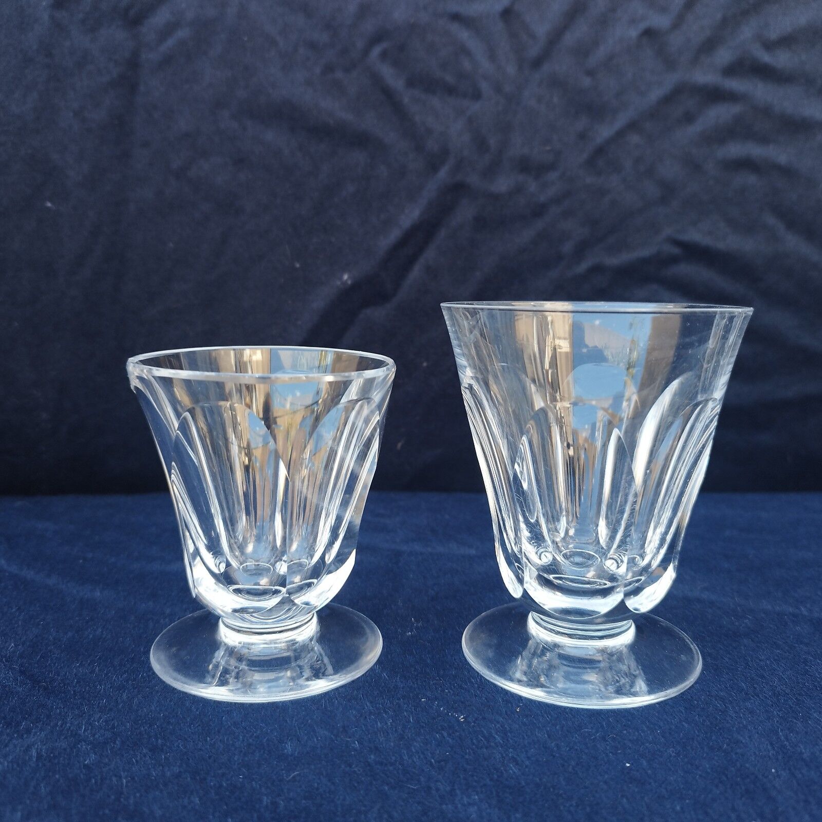4 vintage Harcourt style faceted water glasses