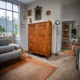 Vintage solid oak cross-braced wardrobe 1940