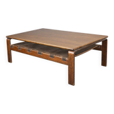 Vintage Brutalist coffee table made of wenge wood, crafted in the 1970s