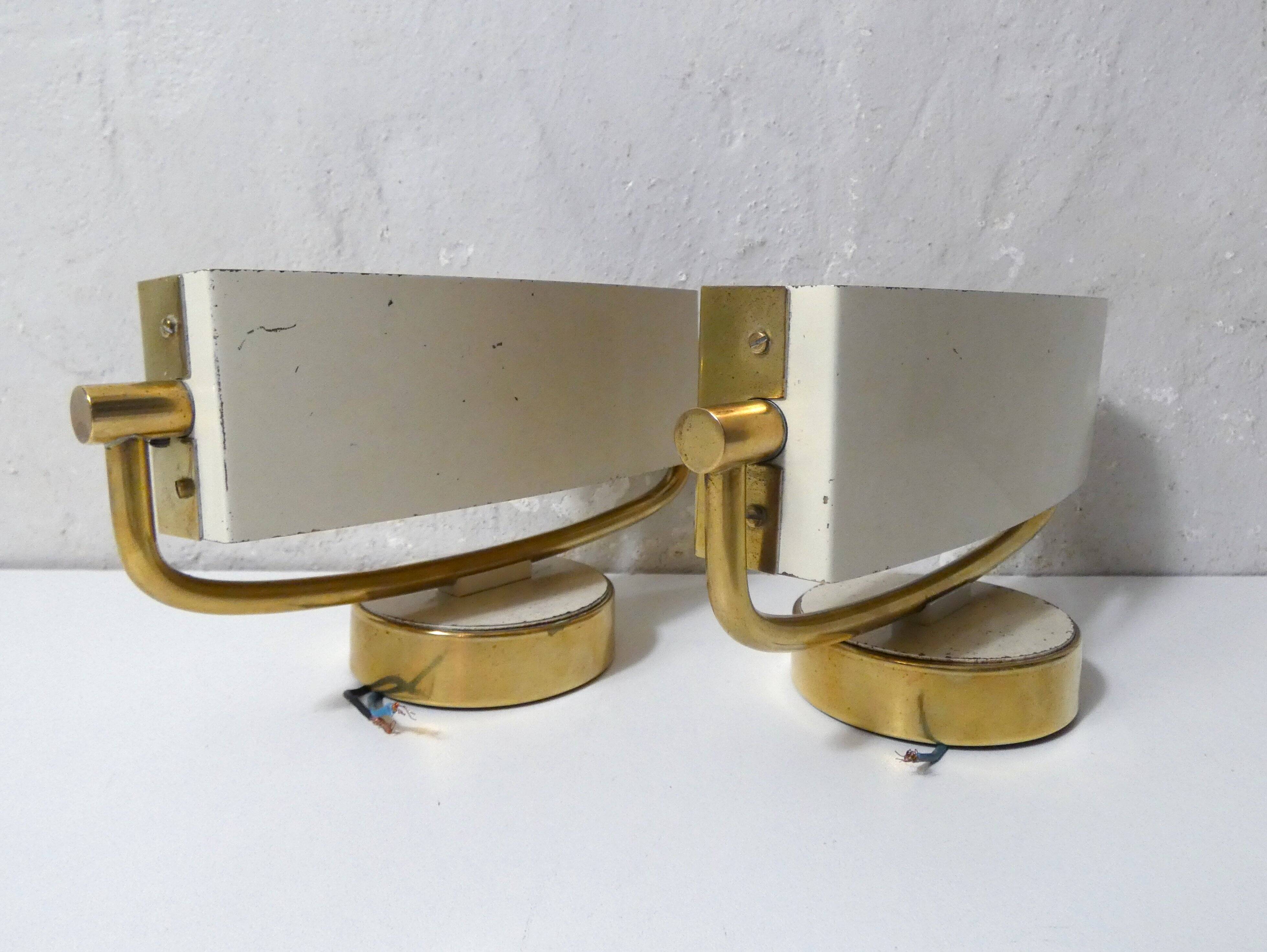 Pair of Jacques Biny mid-century design wall sconces