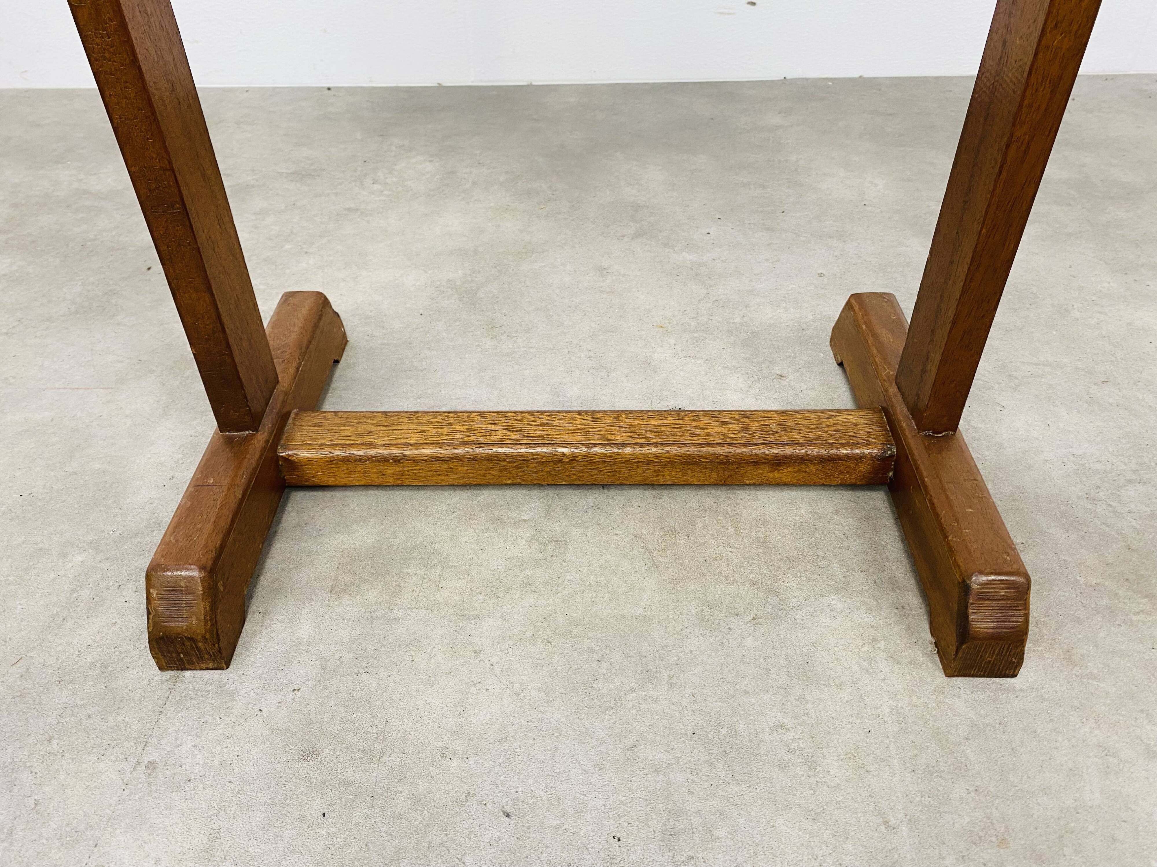 Beveled mirror on oak stand 40s