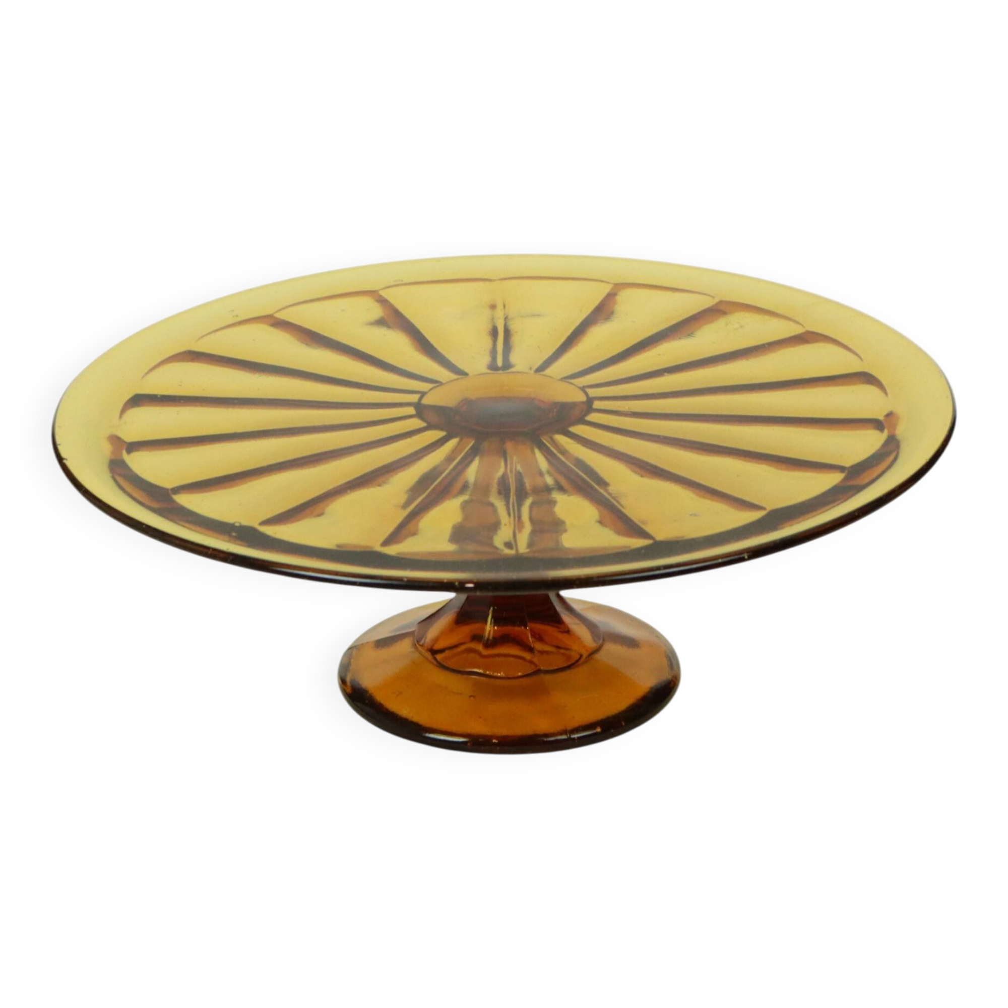 Amber Art Deco Cake Stand Pastry Dish Scailmont