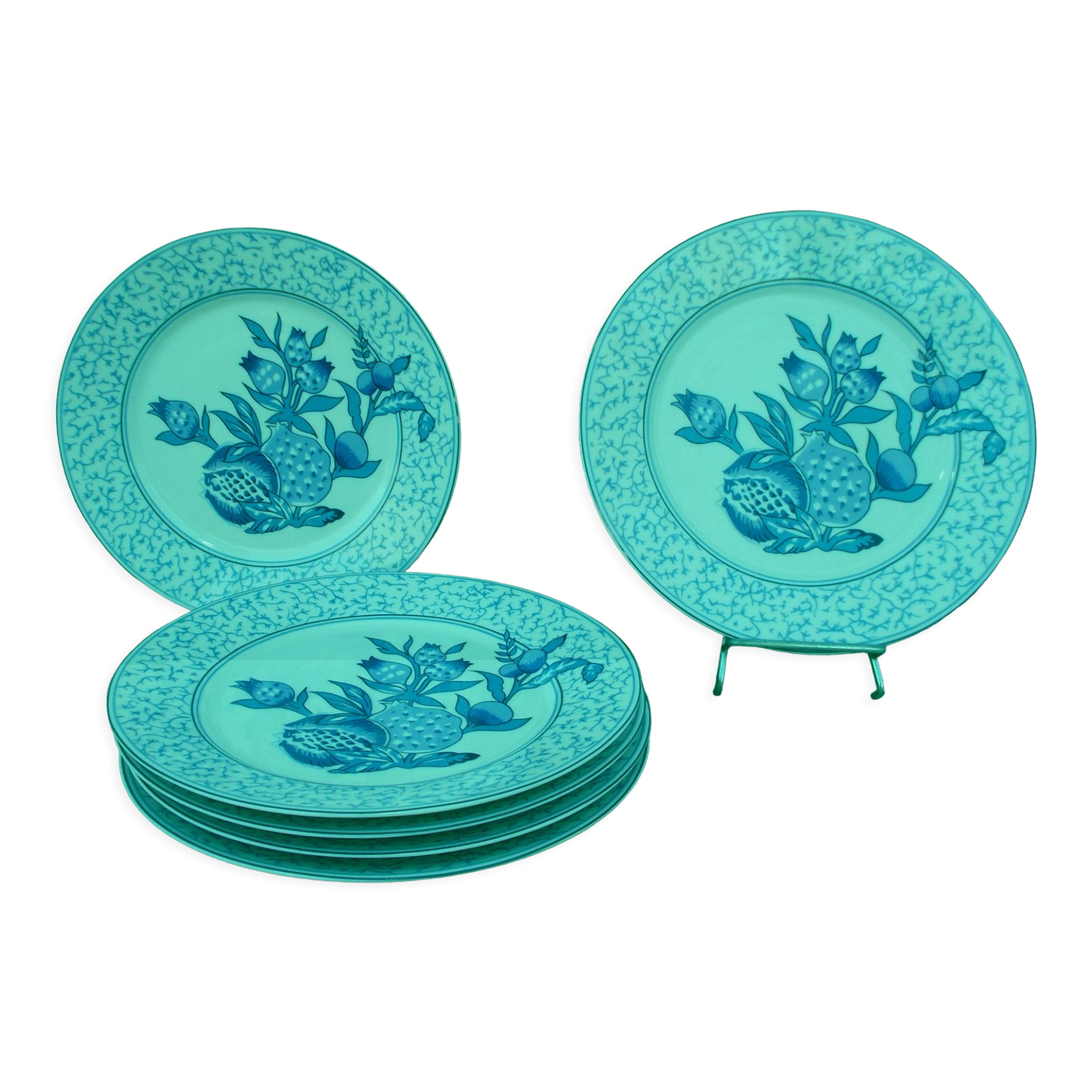 6 Limoges porcelain dessert plates Bracieux Deshoulieres