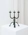 Black hand-forged iron candleholder statue with mid-century, 70s Brutalist tripod design