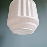 Large Art Deco pendant light in white opaline, 1920s-30s