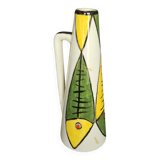 Ceramic soliflore vase with a fish drawing