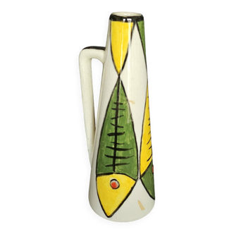Ceramic soliflore vase with a fish drawing